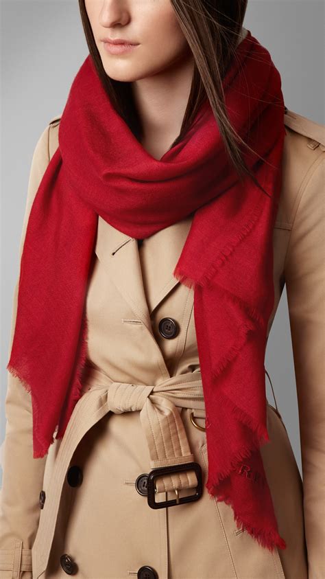 burberry red scarf cashmere